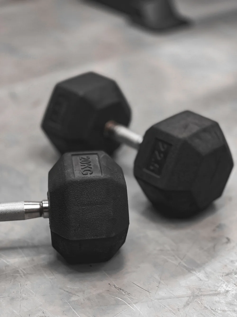 Hex dumbbell pair — equipment photography